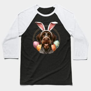 Slovakian Wirehaired Pointer with Bunny Ears Easter Celebration Baseball T-Shirt